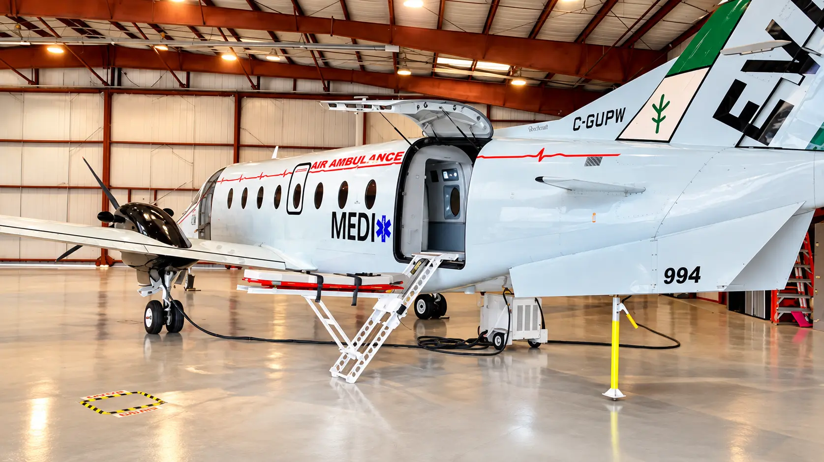 MEDIMAX Beechcraft 1900D, C-GUPW, in the hangar